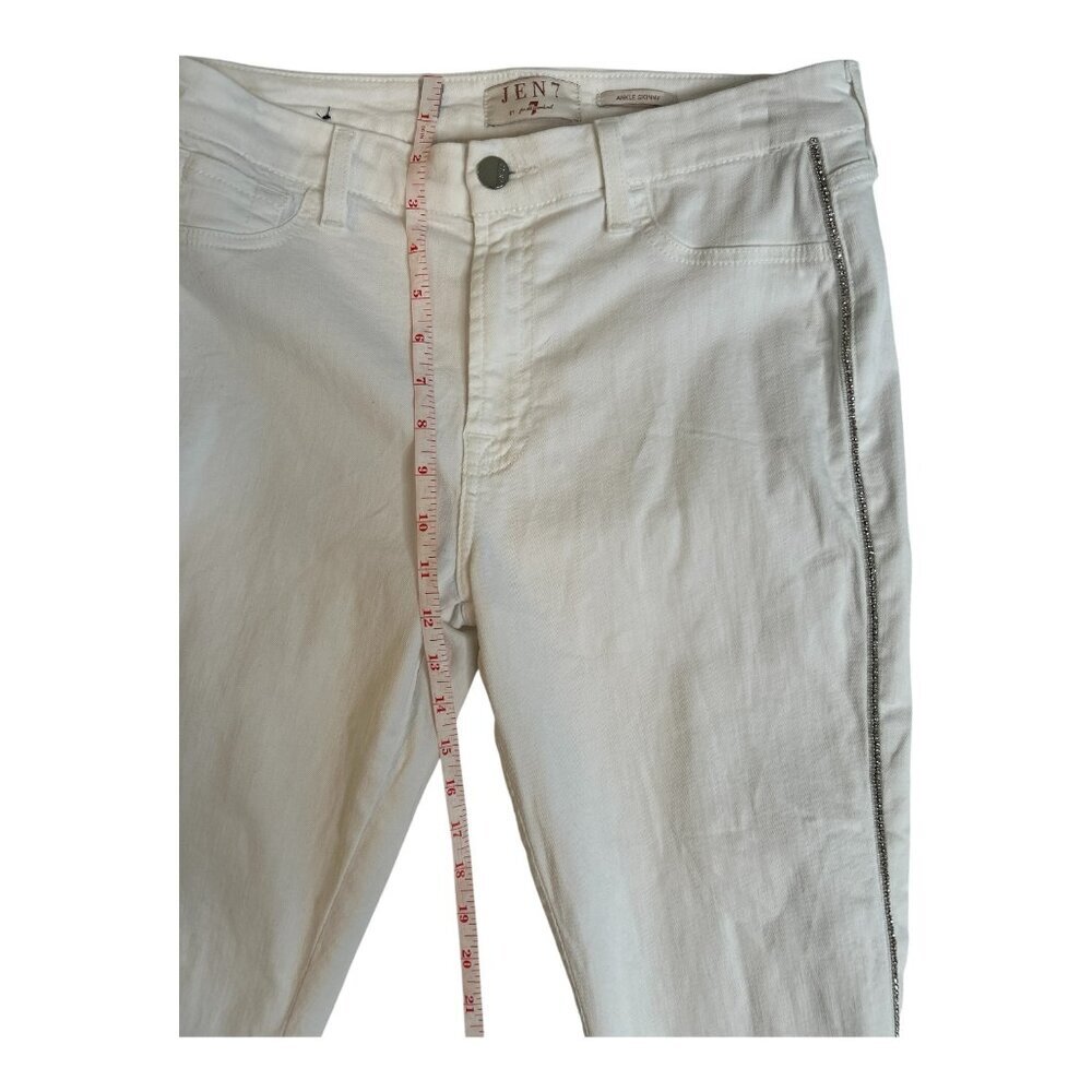 Jen7 by 7 for All Mankind White Side Bling Ankle Skinny Stretchy Jeans Size 6 - Picture 13 of 14
